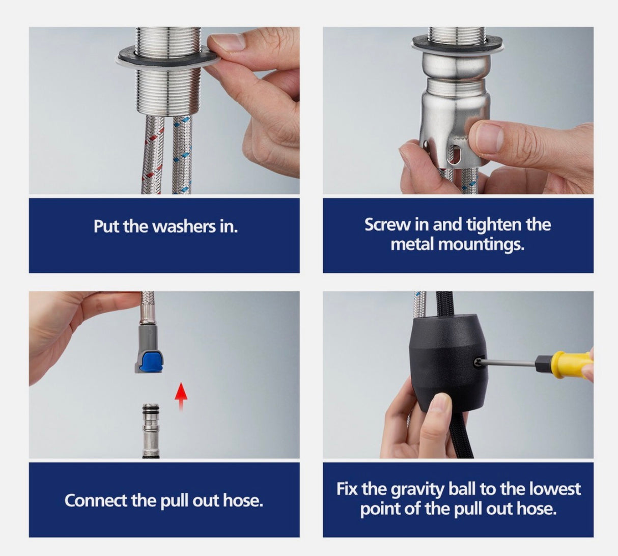 ACA Black 3 Modes Pull Out Kitchen Mixer Tap Laundry Sink Faucet Swivel