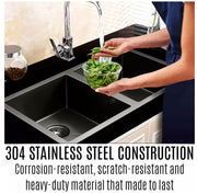 770 × 450 mm Nano-Black Double-Bowl Stainless-Steel Sink