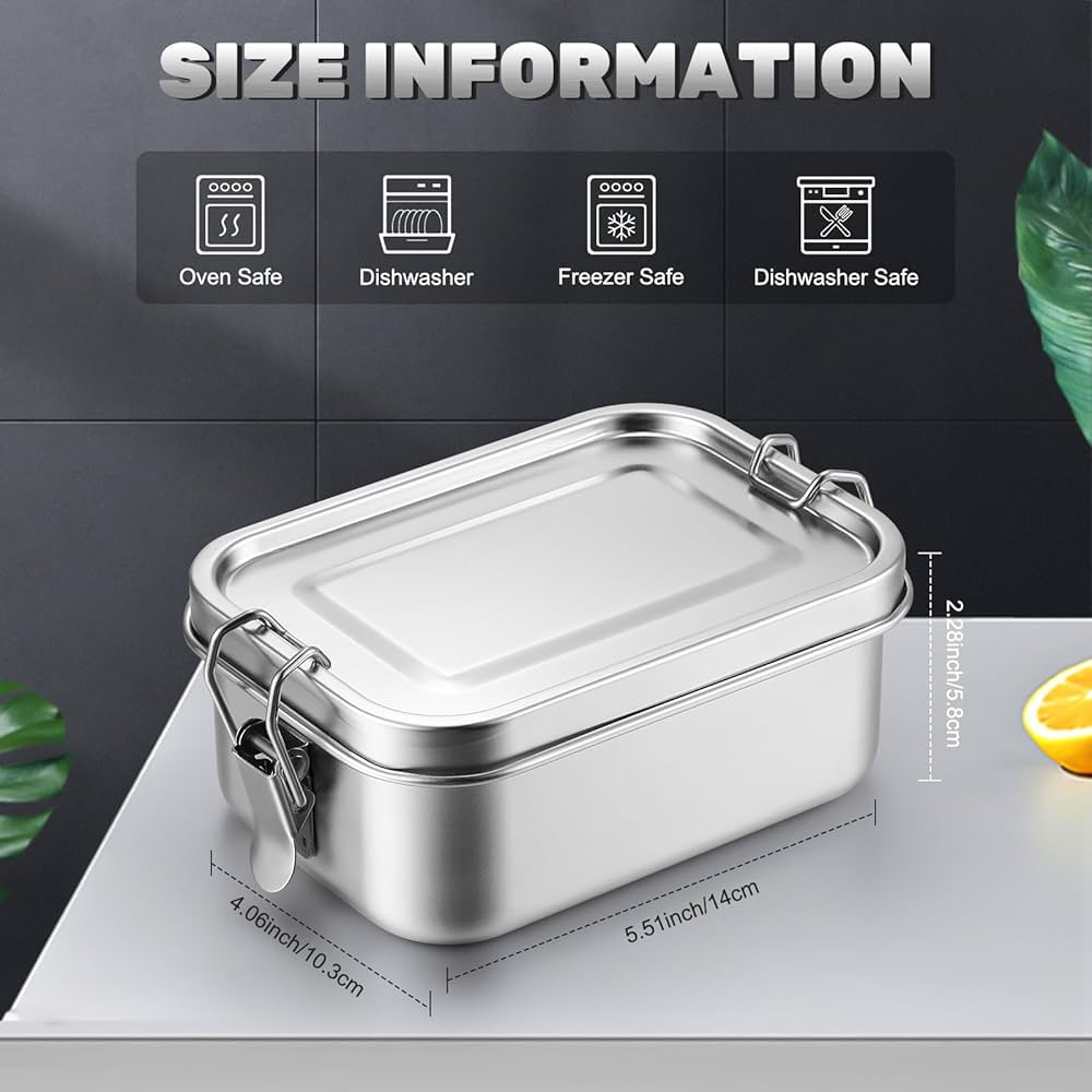 4-Piece 550 ml Stainless-Steel Bento Box Set