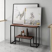 Narrow 2-Tier Industrial Console Table