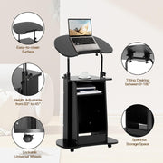 Mobile Height-Adjustable Podium with Tilting Top & Storage