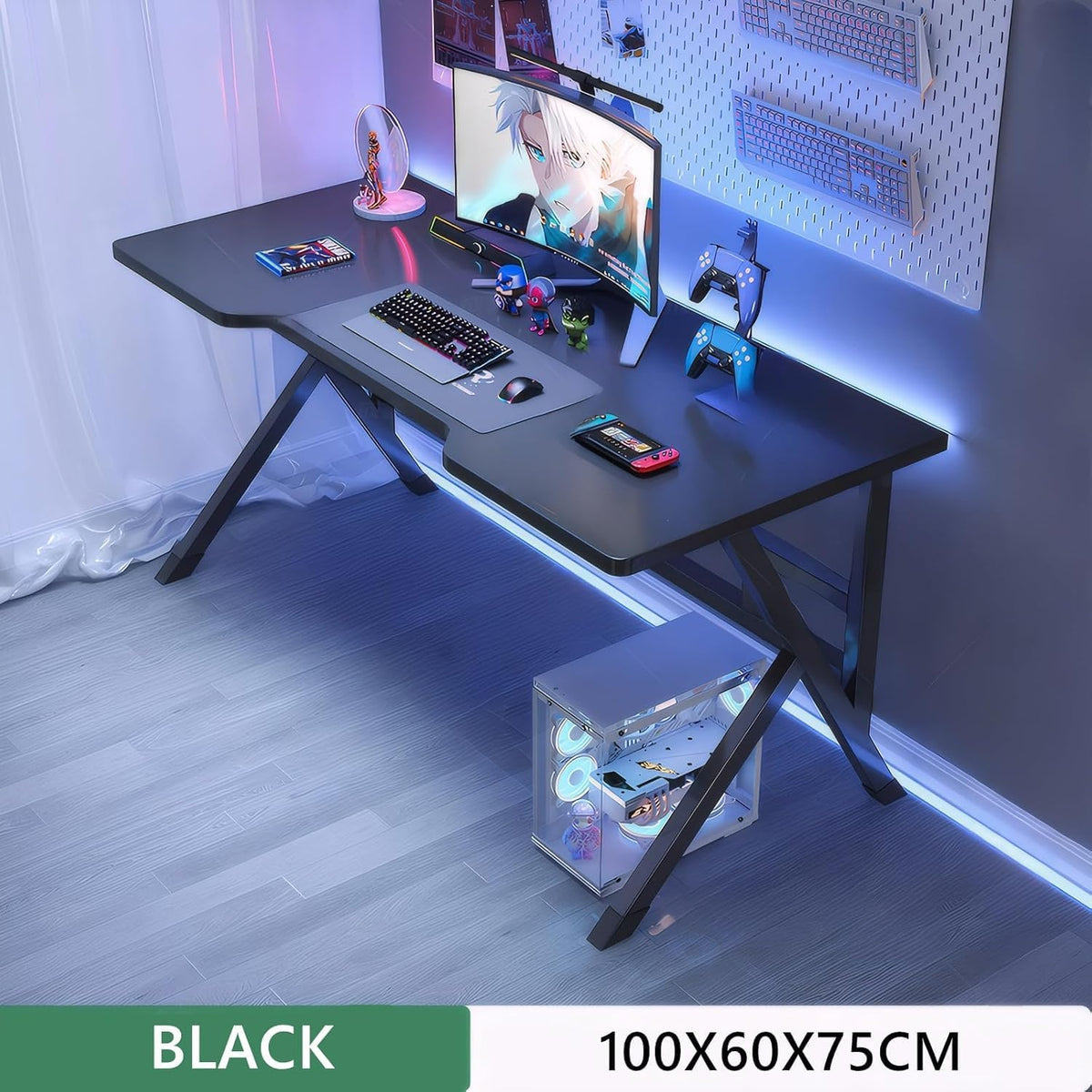 100 cm Black K-Shaped Gaming & Office Desk
