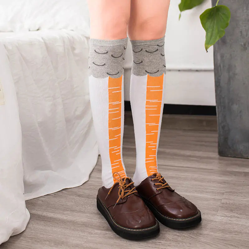 Novelty Chicken-Leg Knee-High Socks – 6 Designs