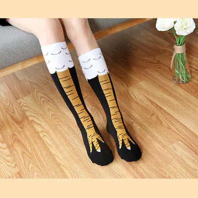 Novelty Chicken-Leg Knee-High Socks – 6 Designs