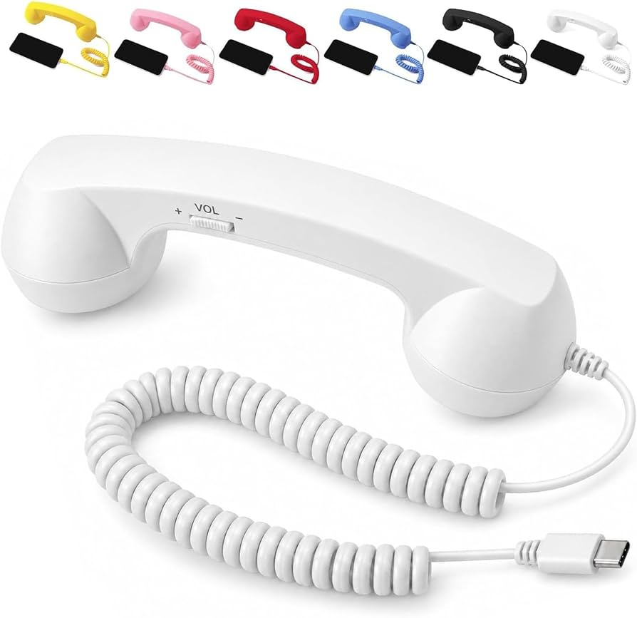 Retro USB-C Wired Phone Handset with Microphone & Volume Control