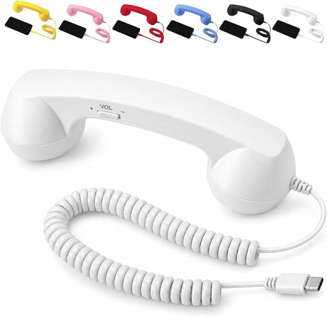 Retro USB-C Wired Phone Handset with Microphone & Volume Control