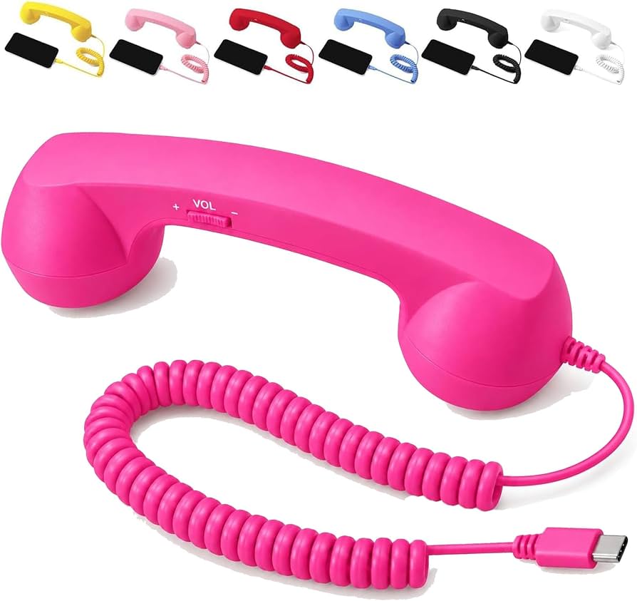 Retro USB-C Wired Phone Handset with Microphone & Volume Control