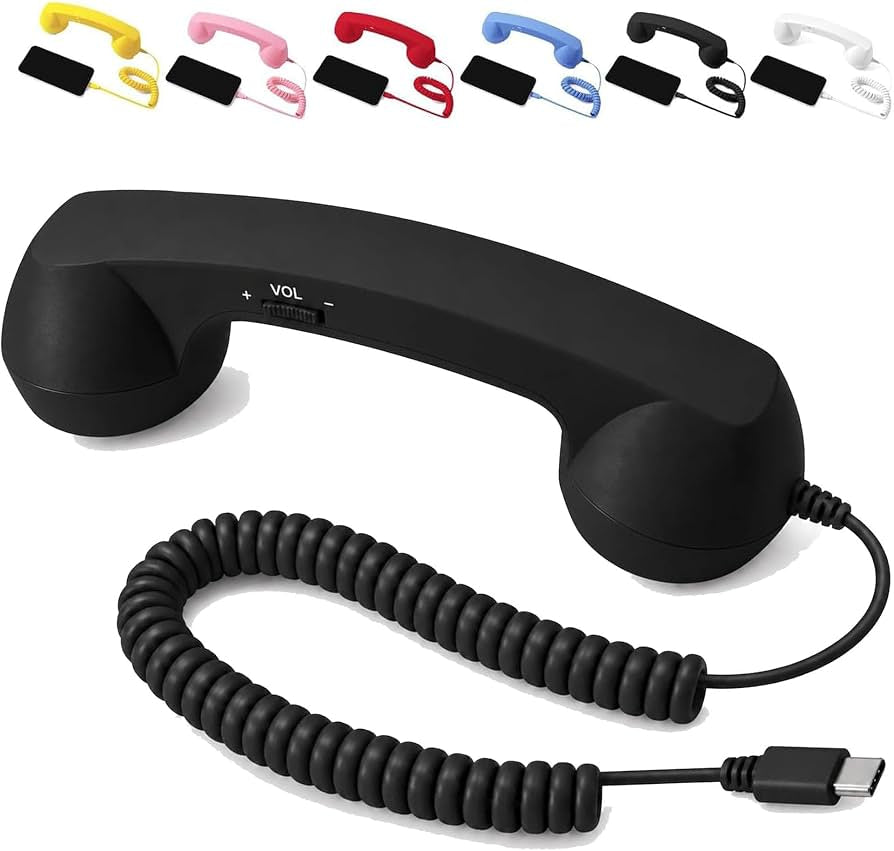 Retro USB-C Wired Phone Handset with Microphone & Volume Control