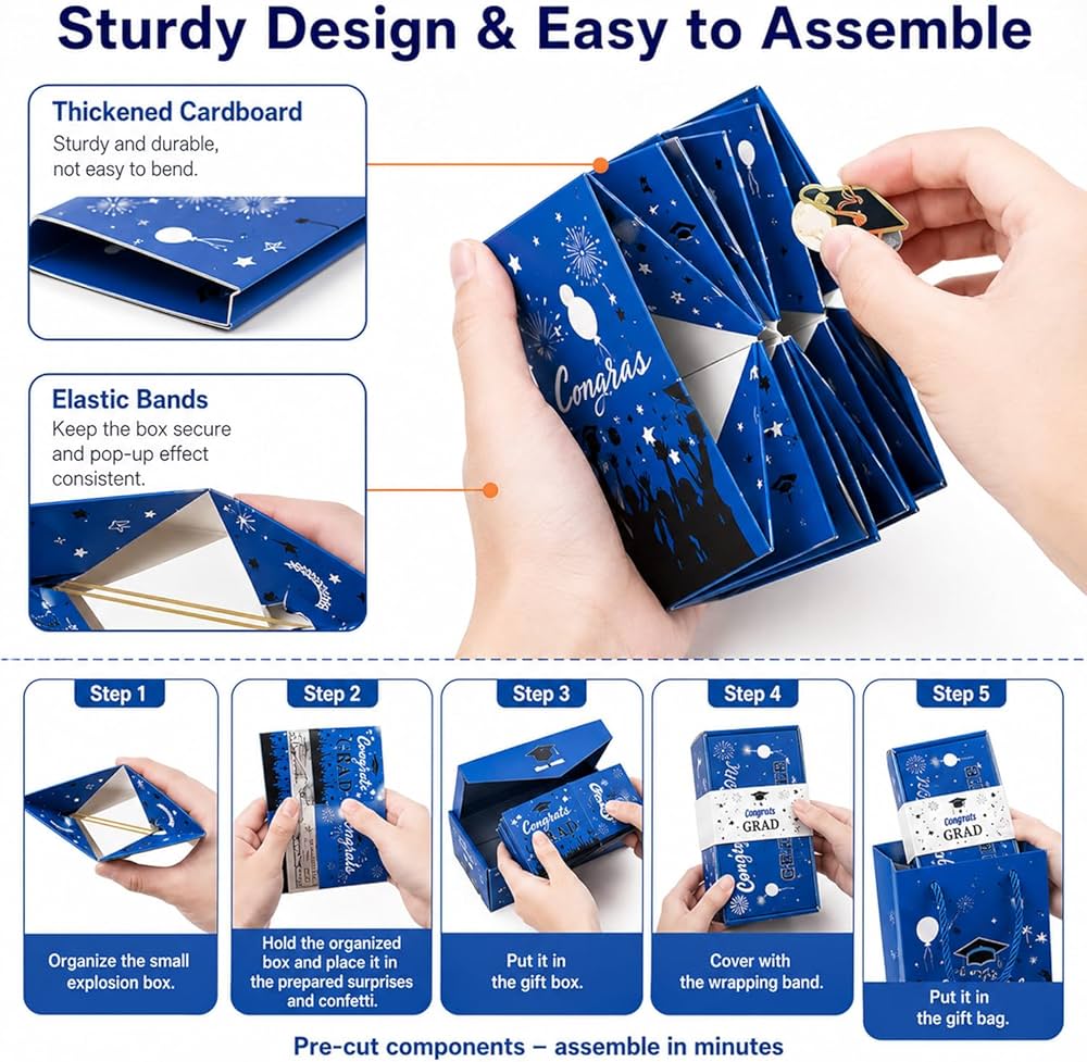 2026 Graduation Pop-Up Surprise Gift Box – Red or Blue