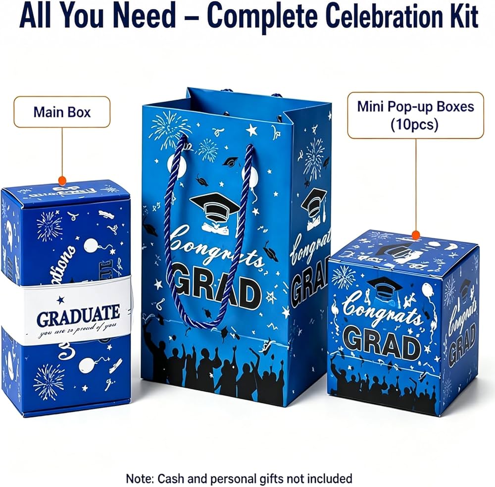 2026 Graduation Pop-Up Surprise Gift Box – Red or Blue