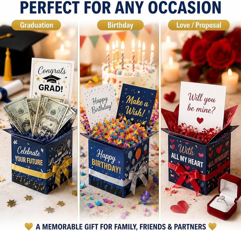 2026 Graduation Pop-Up Surprise Gift Box – Red or Blue