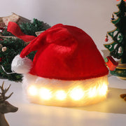 Plush LED Santa Hat for Adults & Children