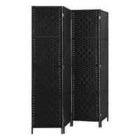 Pine & Woven-Rattan Folding Room Divider – 4, 6 or 8 Panels