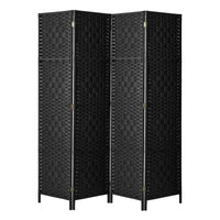 Pine & Woven-Rattan Folding Room Divider – 4, 6 or 8 Panels