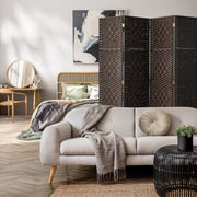 Pine & Woven-Rattan Folding Room Divider – 4, 6 or 8 Panels
