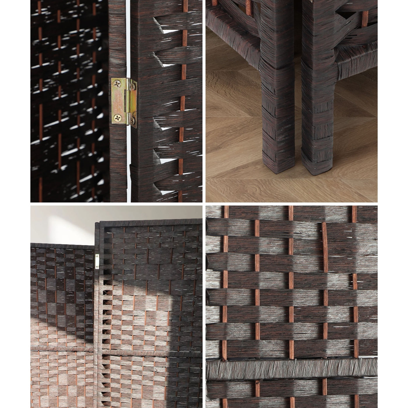 Pine & Woven-Rattan Folding Room Divider – 4, 6 or 8 Panels