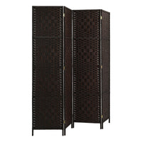 Pine & Woven-Rattan Folding Room Divider – 4, 6 or 8 Panels