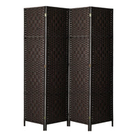 Pine & Woven-Rattan Folding Room Divider – 4, 6 or 8 Panels