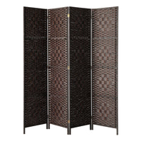 Pine & Woven-Rattan Folding Room Divider – 4, 6 or 8 Panels