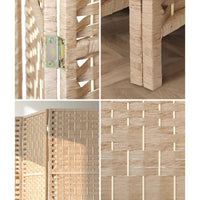 Pine & Woven-Rattan Folding Room Divider – 4, 6 or 8 Panels