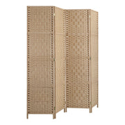 Pine & Woven-Rattan Folding Room Divider – 4, 6 or 8 Panels