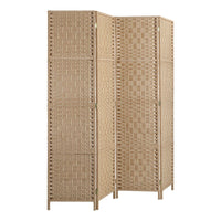 Pine & Woven-Rattan Folding Room Divider – 4, 6 or 8 Panels