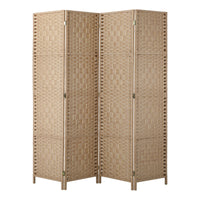 Pine & Woven-Rattan Folding Room Divider – 4, 6 or 8 Panels
