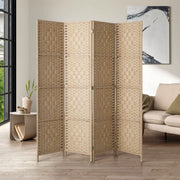 Pine & Woven-Rattan Folding Room Divider – 4, 6 or 8 Panels