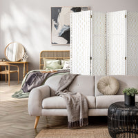 Pine & Woven-Rattan Folding Room Divider – 4, 6 or 8 Panels