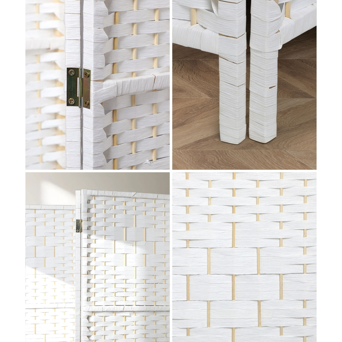Pine & Woven-Rattan Folding Room Divider – 4, 6 or 8 Panels