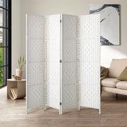 Pine & Woven-Rattan Folding Room Divider – 4, 6 or 8 Panels