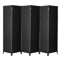 Pine & Woven-Rattan Folding Room Divider – 4, 6 or 8 Panels