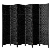 Pine & Woven-Rattan Folding Room Divider – 4, 6 or 8 Panels