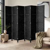 Pine & Woven-Rattan Folding Room Divider – 4, 6 or 8 Panels