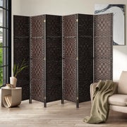 Pine & Woven-Rattan Folding Room Divider – 4, 6 or 8 Panels