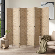 Pine & Woven-Rattan Folding Room Divider – 4, 6 or 8 Panels