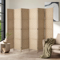 Pine & Woven-Rattan Folding Room Divider – 4, 6 or 8 Panels