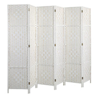 Pine & Woven-Rattan Folding Room Divider – 4, 6 or 8 Panels