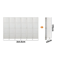 Pine & Woven-Rattan Folding Room Divider – 4, 6 or 8 Panels