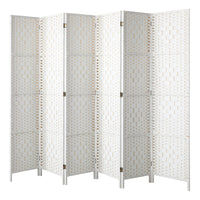Pine & Woven-Rattan Folding Room Divider – 4, 6 or 8 Panels