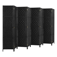 Pine & Woven-Rattan Folding Room Divider – 4, 6 or 8 Panels
