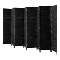 Pine & Woven-Rattan Folding Room Divider – 4, 6 or 8 Panels