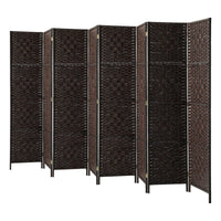 Pine & Woven-Rattan Folding Room Divider – 4, 6 or 8 Panels