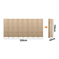 Pine & Woven-Rattan Folding Room Divider – 4, 6 or 8 Panels