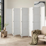 Pine & Woven-Rattan Folding Room Divider – 4, 6 or 8 Panels
