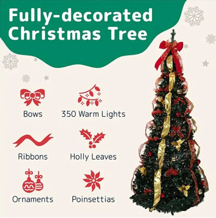 Foldable Christmas Tree with Detachable Ornaments