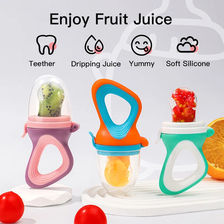 Infant Baby Food Fruit & Vegetable Pacifier, Baby Feeder with Medium Mesh Bag Food Grade Liquid Silicone Yummy Nourishment Feeding