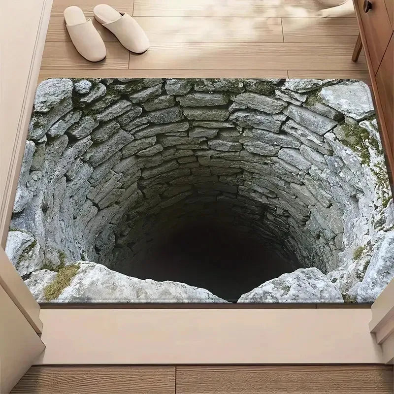 3D Bottomless-Brick Optical-Illusion Floor Mat