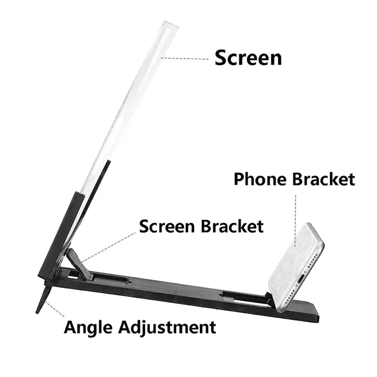 Mobile Phone Screen Amplifier 3D Magnifying Glass Stand Magnifier HD Video Amplifier Phone Stand Enlarged Screen Bracket 14 Inch