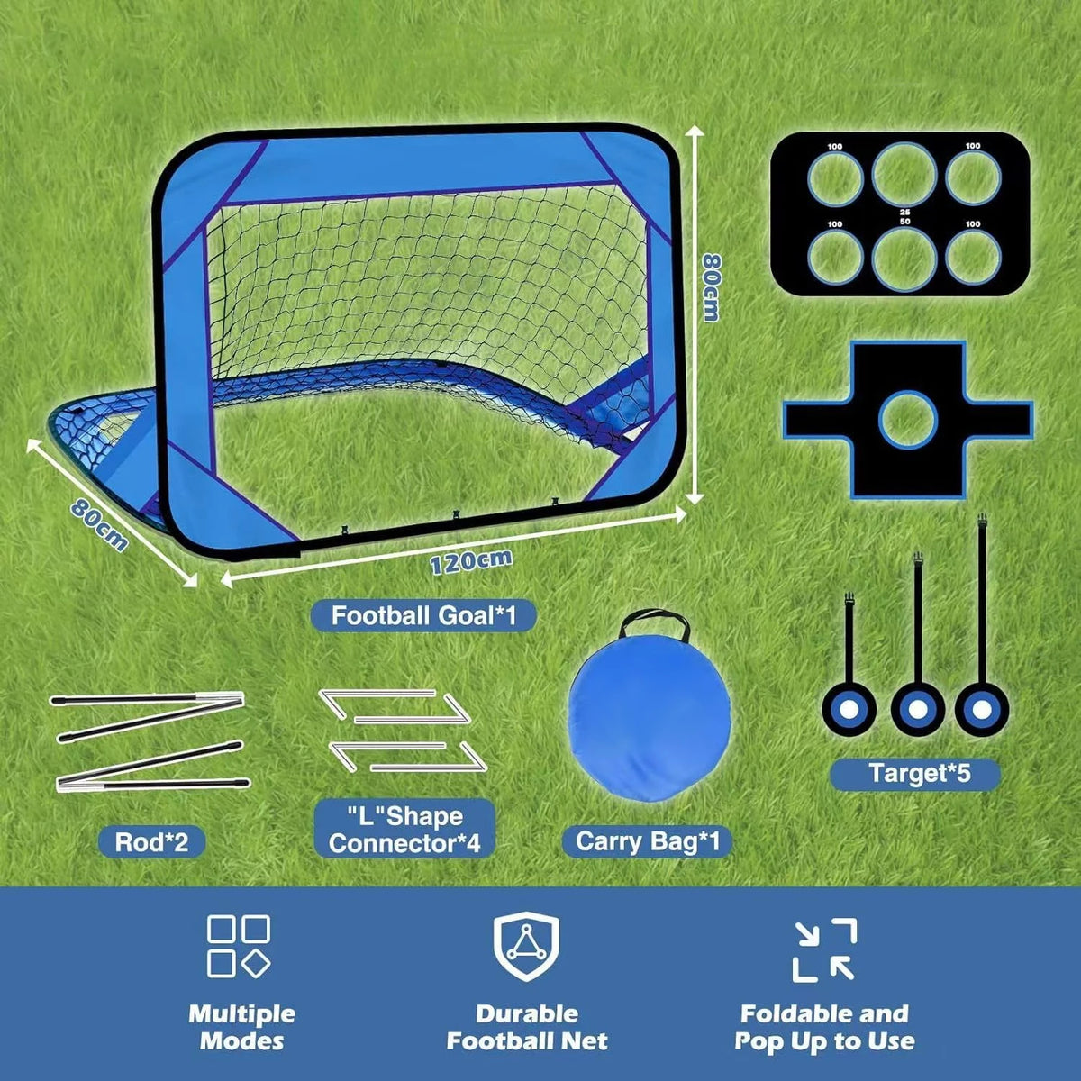 4-Mode Pop-Up Kids Soccer Training Goal